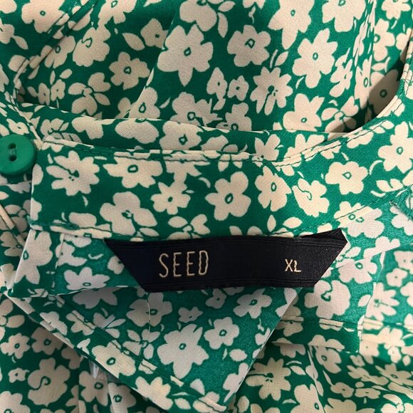 Vintage Floral Blouse, Cream and Green Size XL - Picture 5 of 5